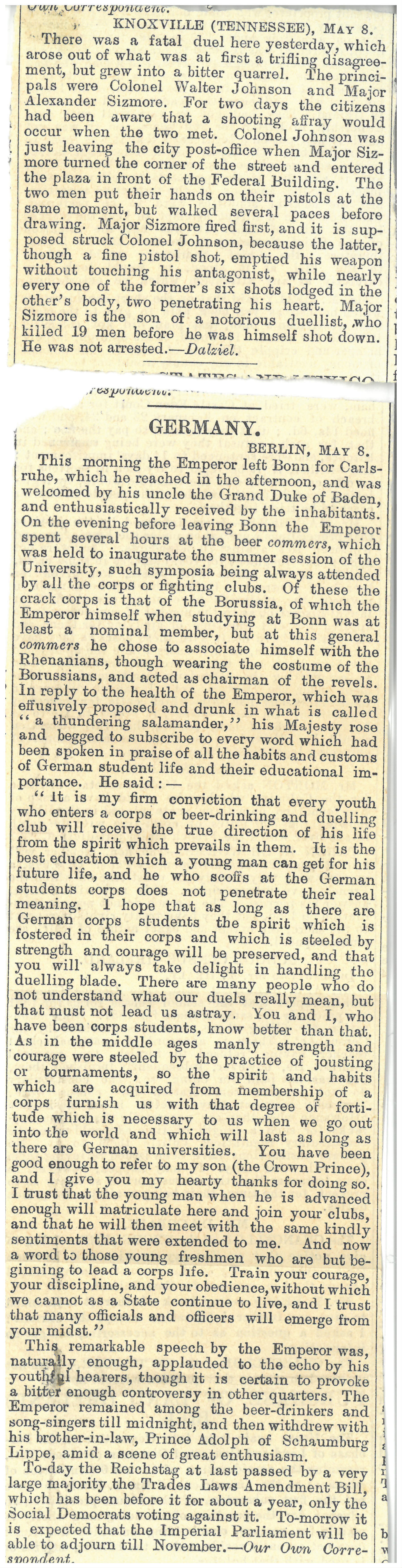 Newspaper article associated with Henry Phipps' letter