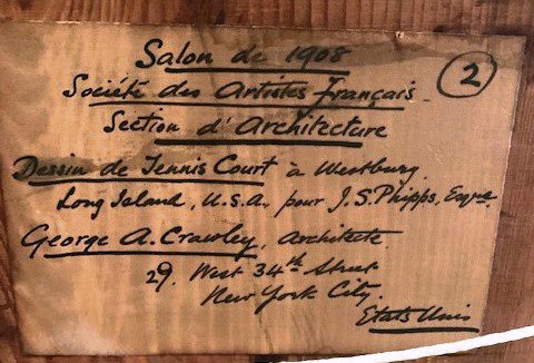 Label on reverse side of presentation drawing certifying Crawley’s submission