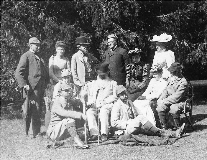 From Halcyon Days: A gathering c 1895: standing, third from left, Henry Phipps Jr.; seated, far right, Andrew Carnegie